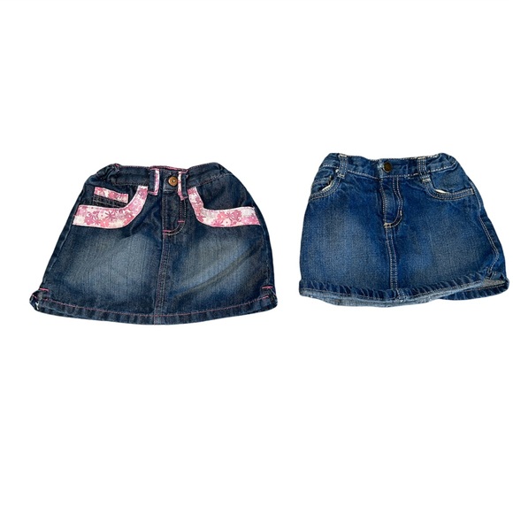 3T toddler jean skirt, wrangler, old navy, blue, pink, adjustable waist. - Picture 1 of 8